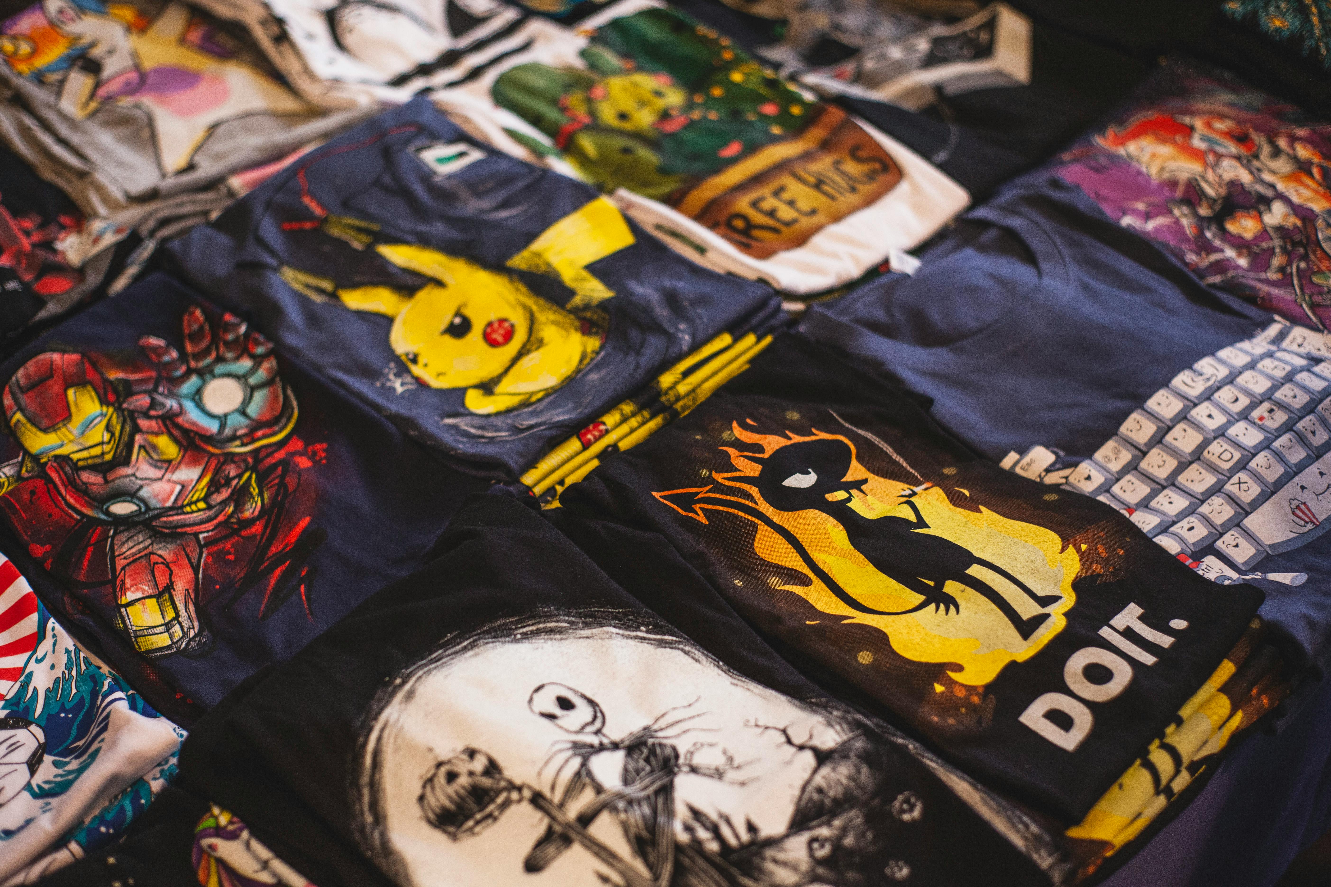 Custom t-shirts on a rack